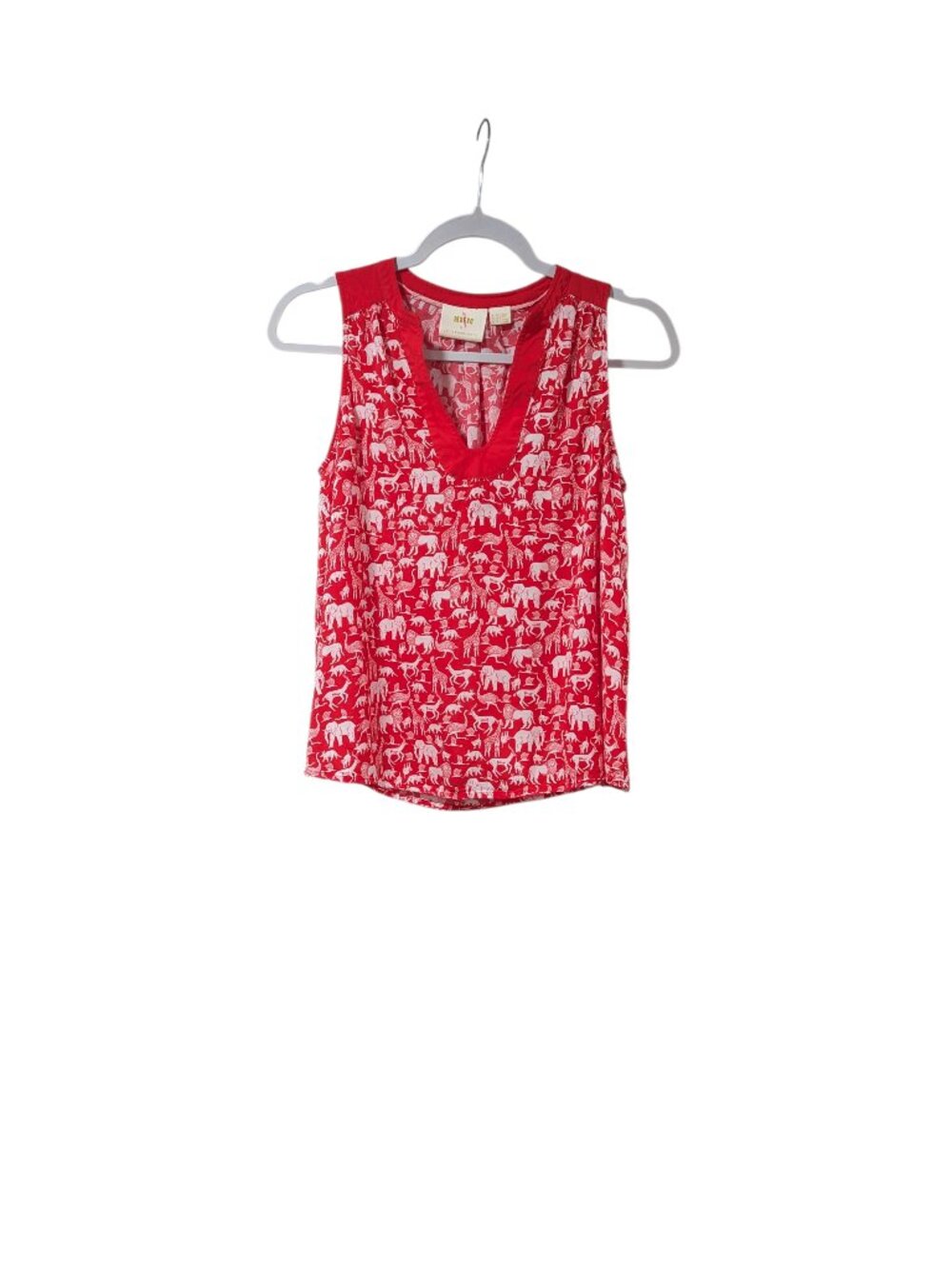 Maeve by Anthropologie Melange Safari Print V-neck Sleeveless Blouse Indie Sz 8